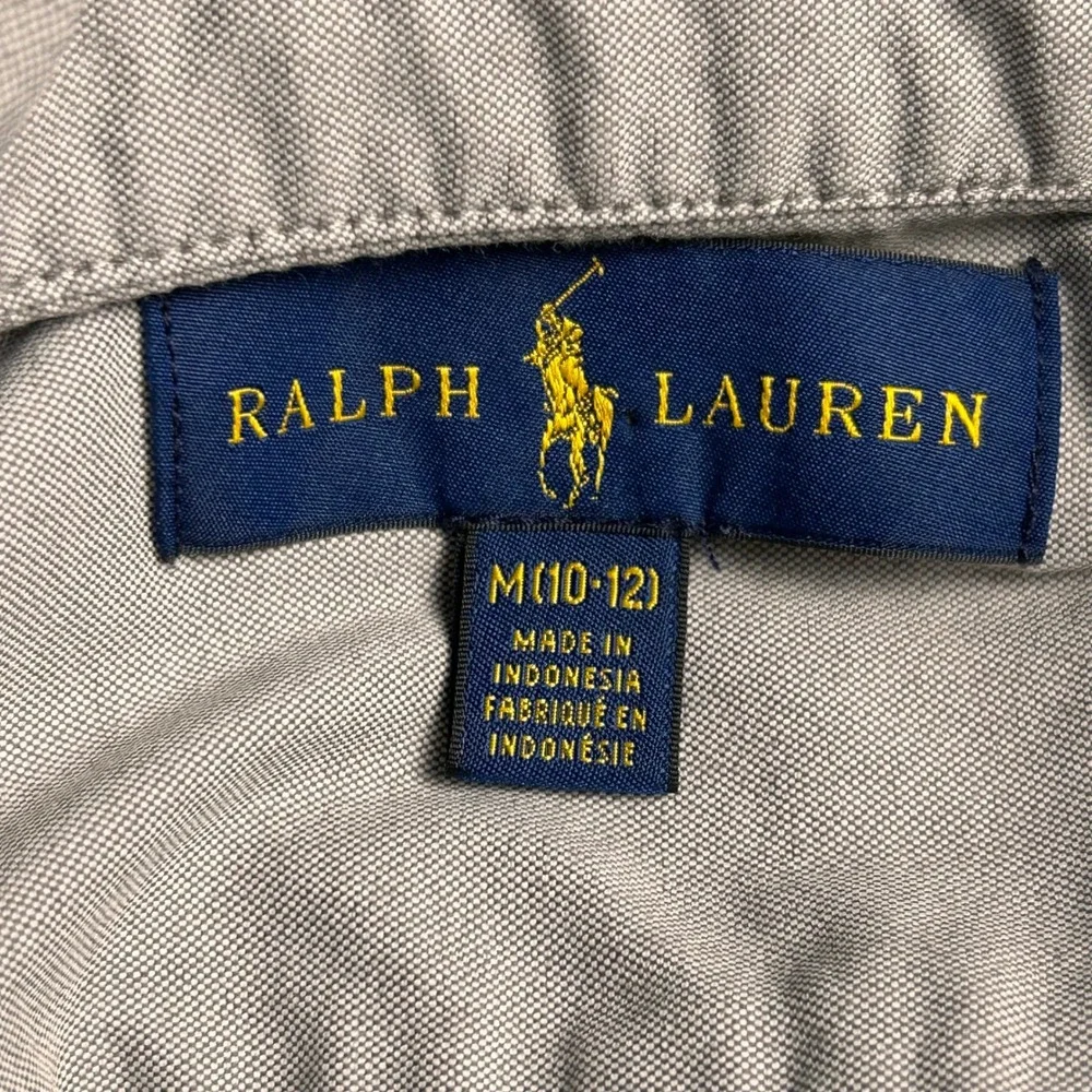 Ralph Lauren Kids Gray Long Sleeve Button Down‎ Shirt Pony Logo Size M 10-12
